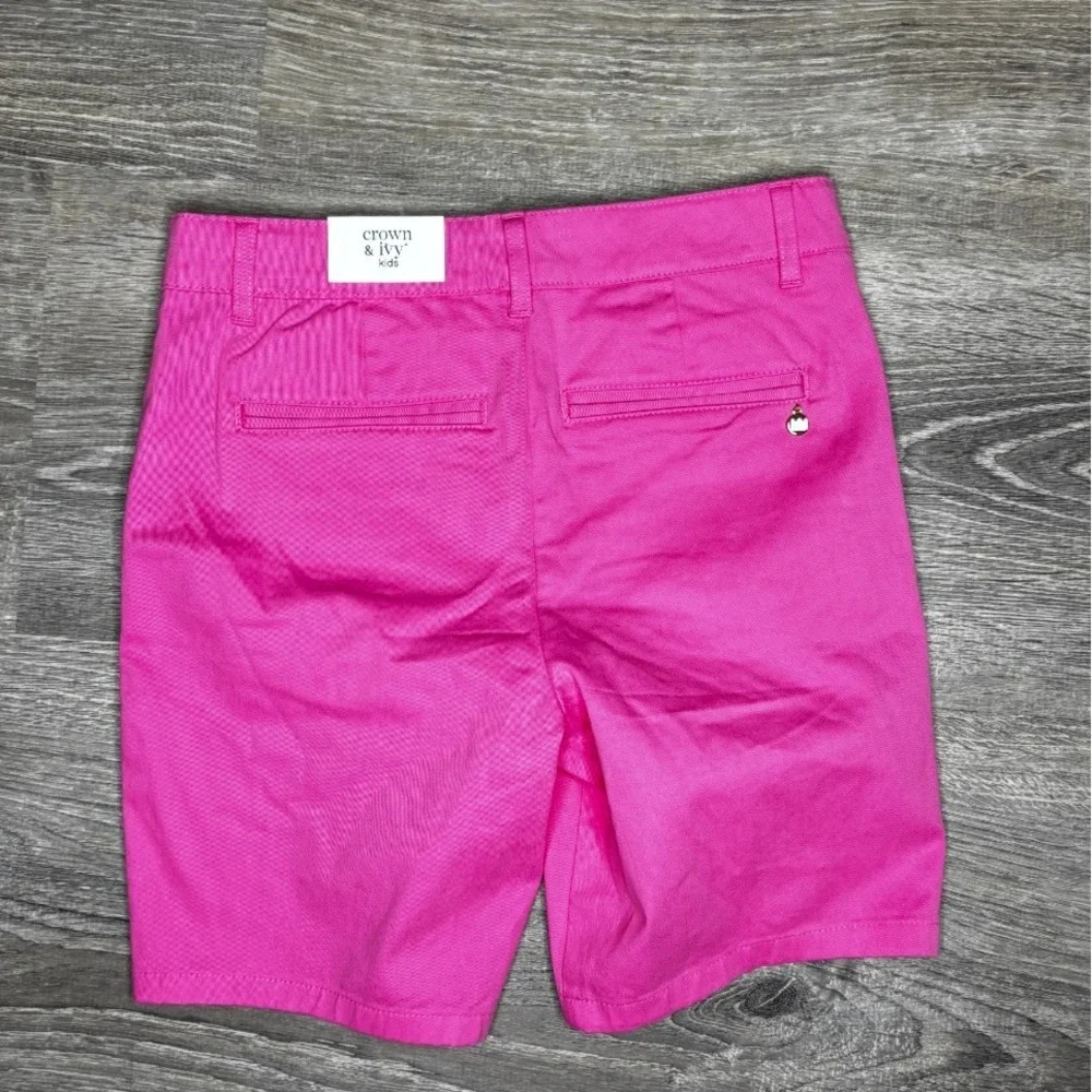 Crown and‎ Ivy Kids Girls Twill Global Pink Shorts Stretch Adjustable Waist Sz 8